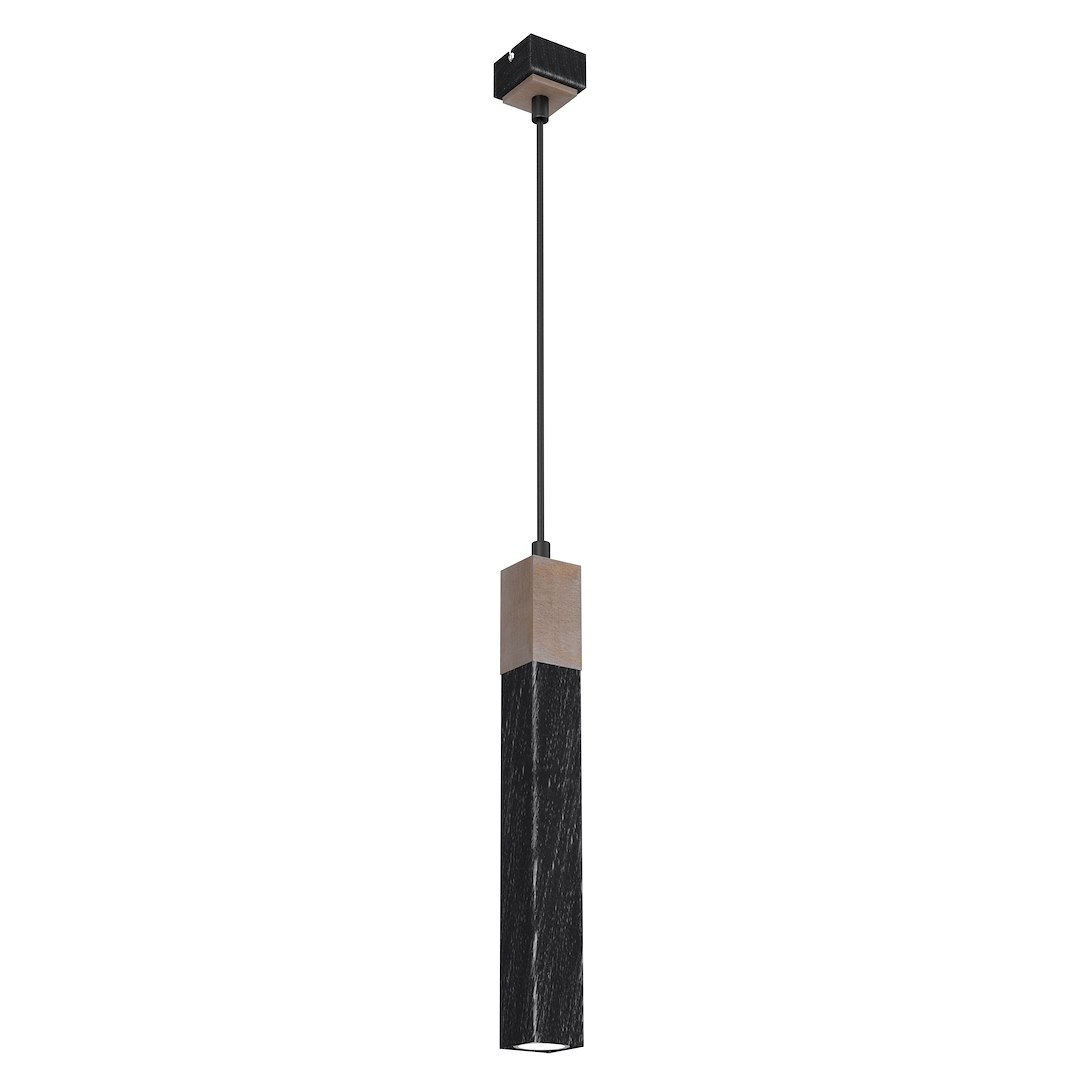 Lampa wisząca SOLO SAWN BLACK / PATINATED WOOD 1x mini GU10 - obrazek 2