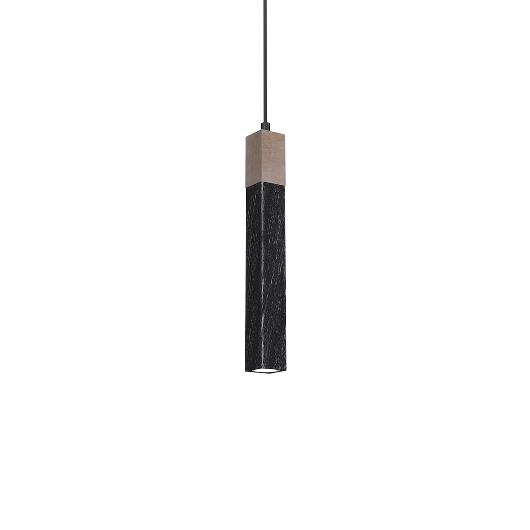 Lampa wisząca SOLO SAWN BLACK / PATINATED WOOD 1x mini GU10 - obrazek 3