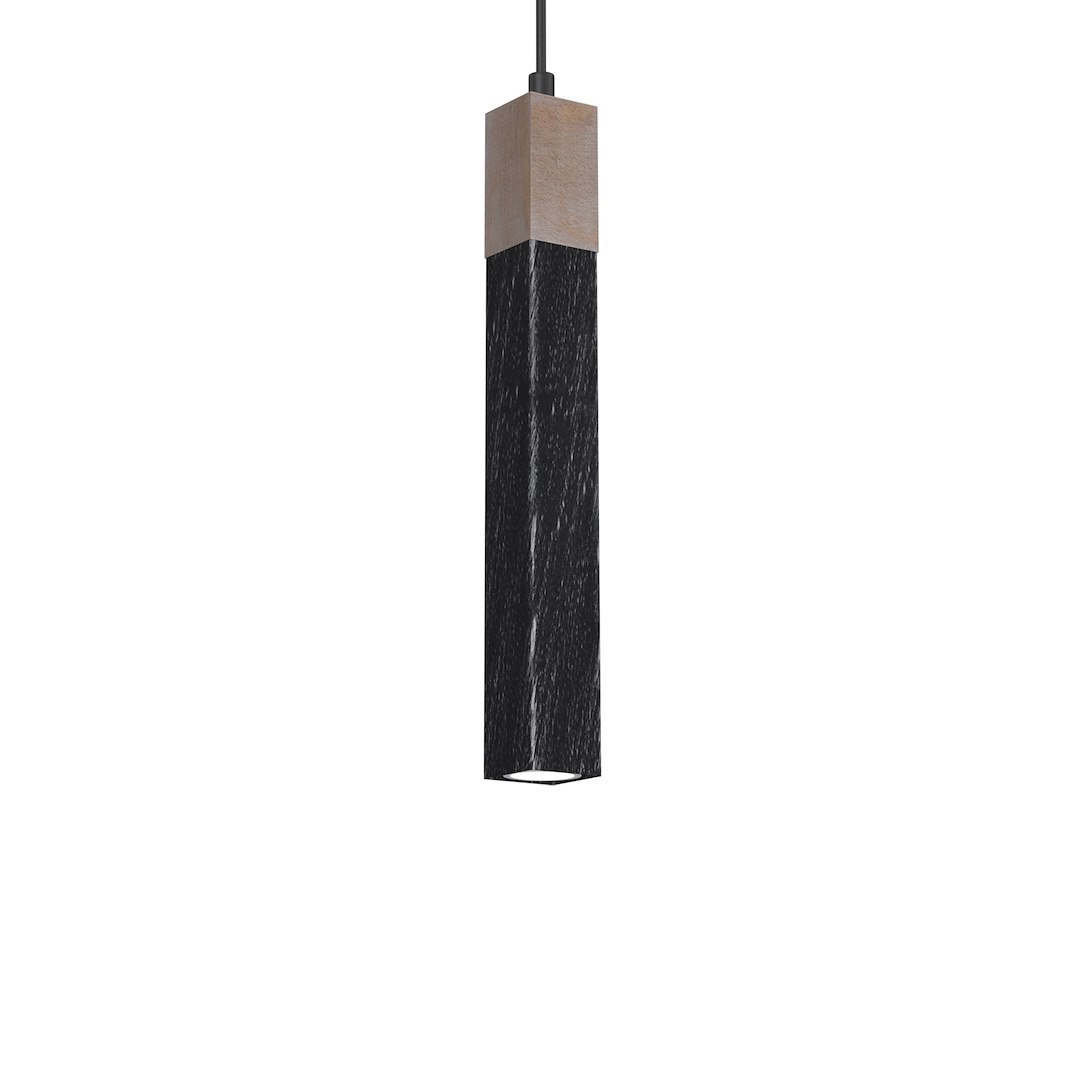 Lampa wisząca SOLO SAWN BLACK / PATINATED WOOD 1x mini GU10 - obrazek 4