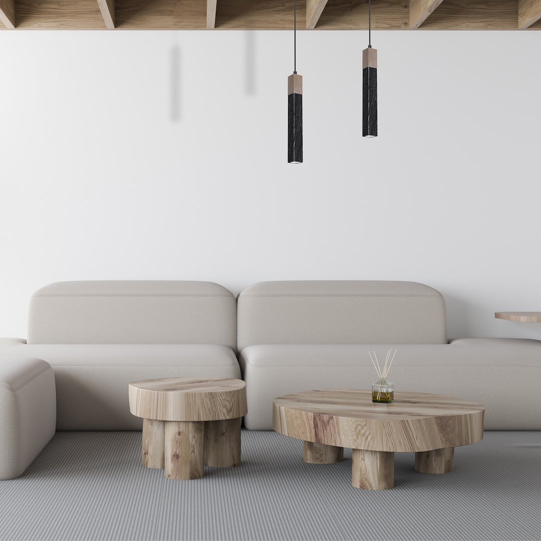Lampa wisząca SOLO SAWN BLACK / PATINATED WOOD 1x mini GU10 - obrazek 7