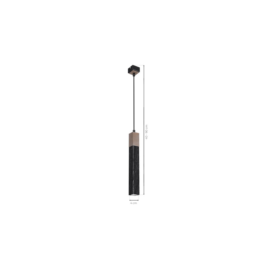 Lampa wisząca SOLO SAWN BLACK / PATINATED WOOD 1x mini GU10 - obrazek 9