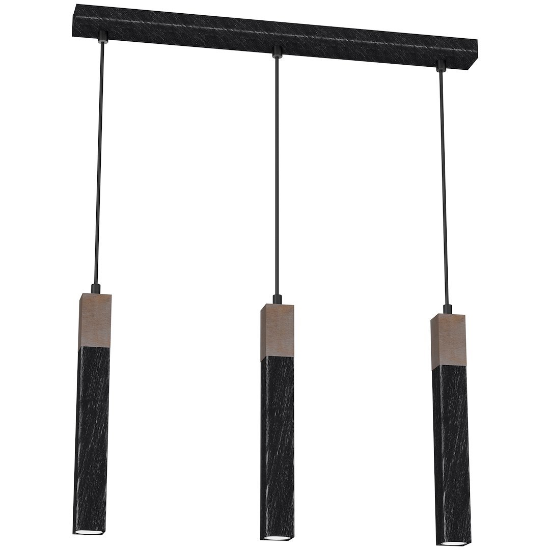 Lampa wisząca SOLO SAWN BLACK / PATINATED WOOD 3x mini GU10 - obrazek 2