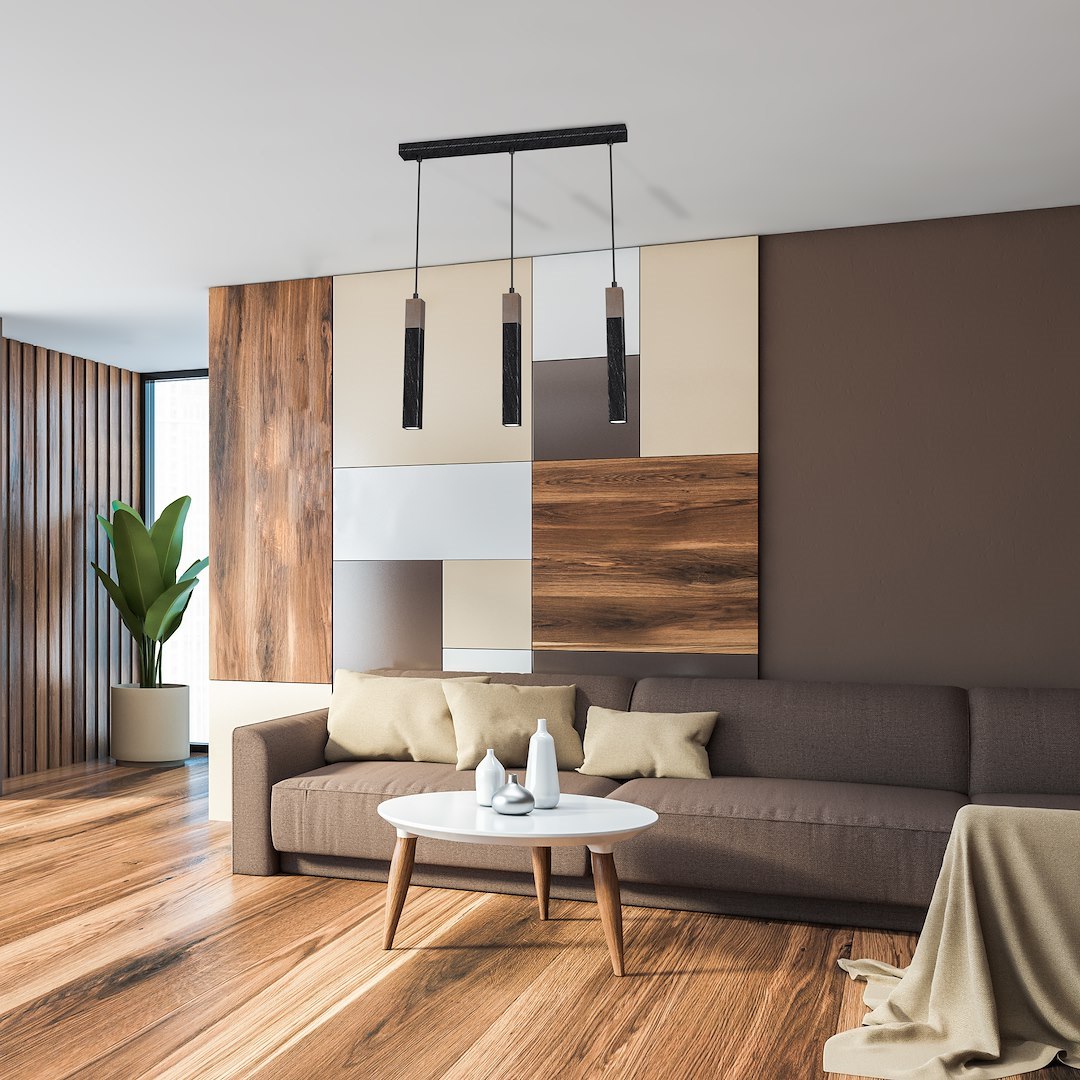 Lampa wisząca SOLO SAWN BLACK / PATINATED WOOD 3x mini GU10 - obrazek 3