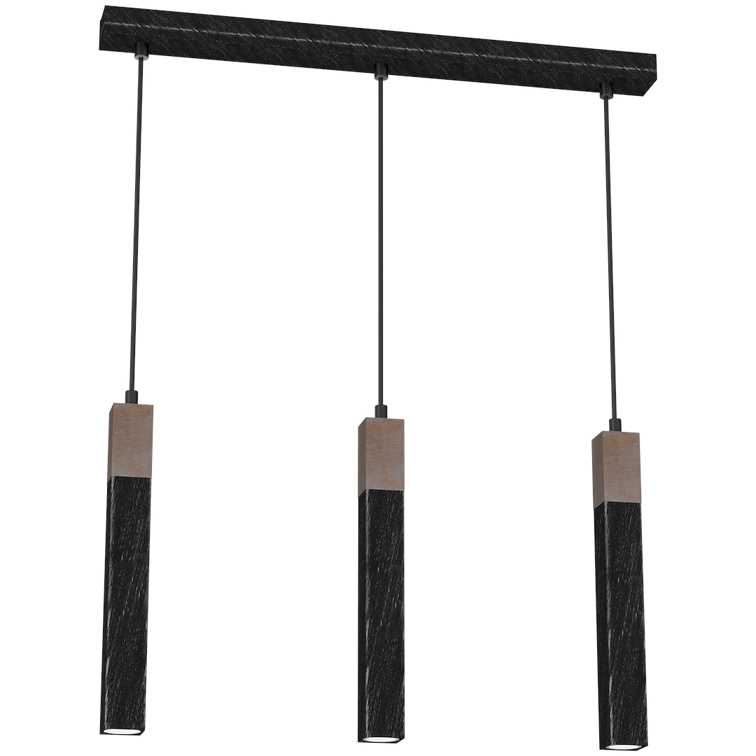 Lampa wisząca SOLO SAWN BLACK / PATINATED WOOD 3x mini GU10 - obrazek 8