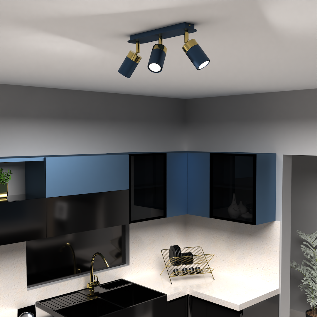 Lampa sufitowa JOKER NAVY BLUE/GOLD 3xGU10 - obrazek 4