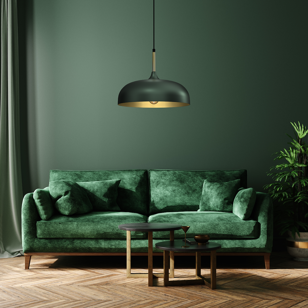 Lampa wisząca LINCOLN GREEN/GOLD 1xE27 35cm - obrazek 3