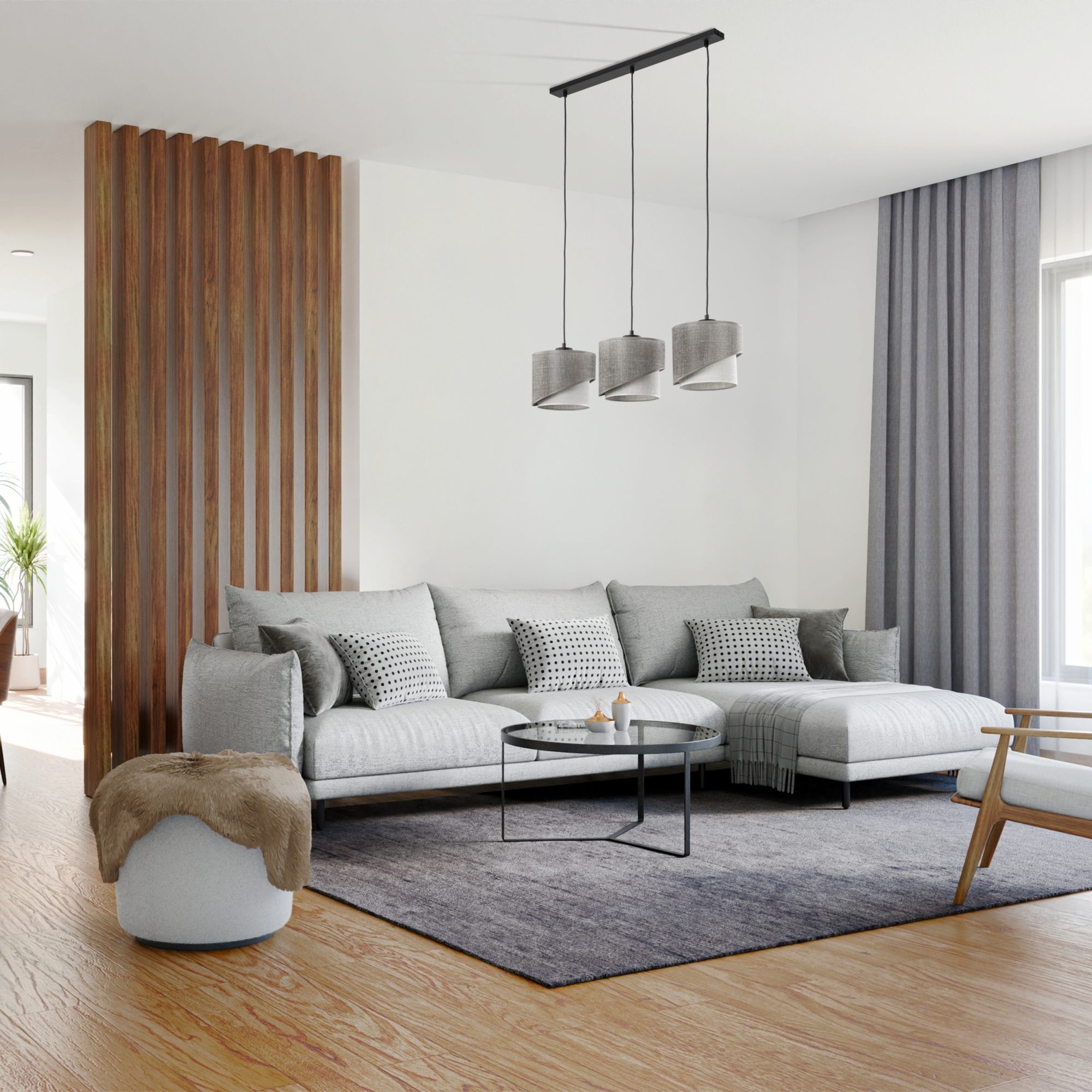 ELBRUS LINEN LAMPA WISZĄCA LISTWA 3XE27 - obrazek 2