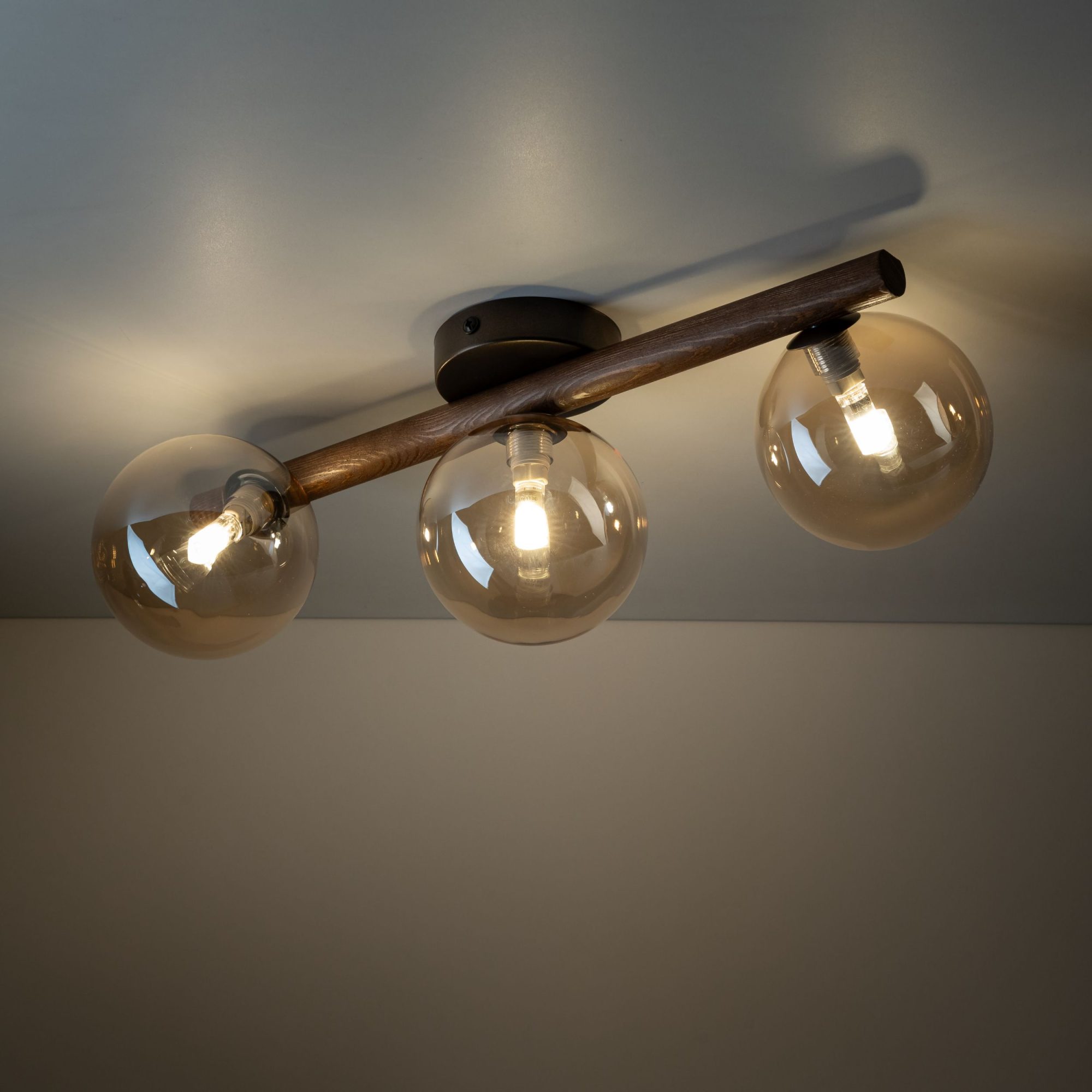 ESTERA WOOD ORZECH BURSZTYN LAMPA SUFITOWA 3XG9 - obrazek 2