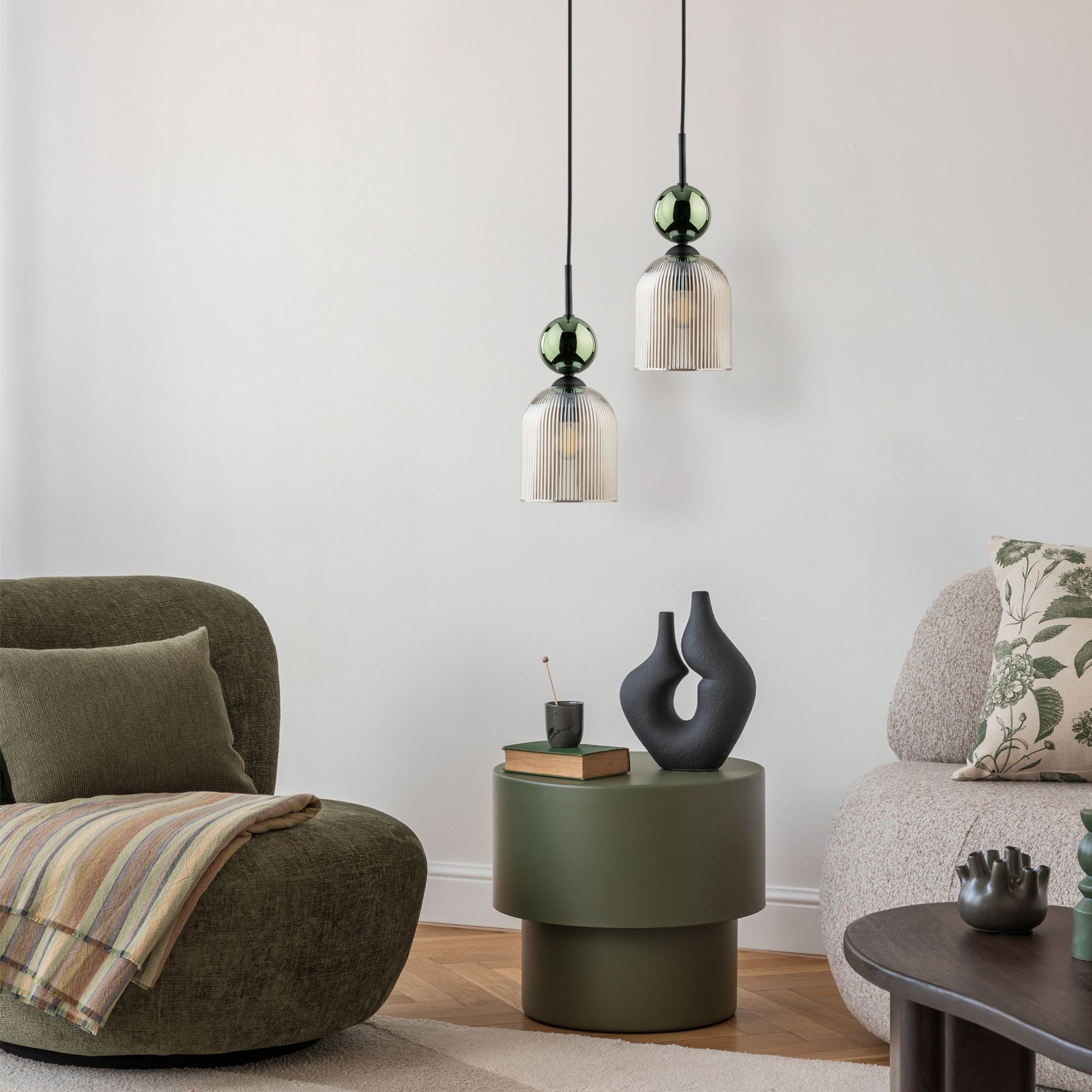 SOPHIA GREEN COGNAC LAMPA WISZĄCA 1XE14 - obrazek 2