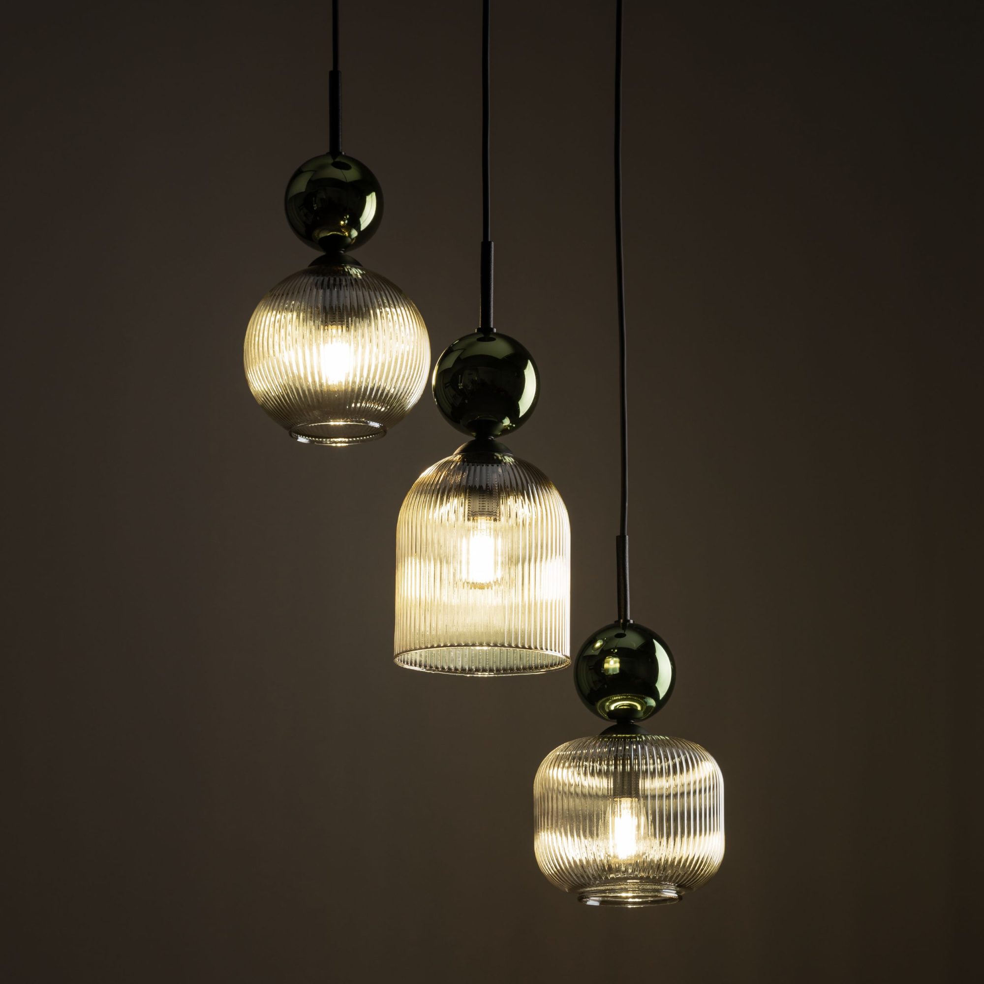 SOPHIA GREEN COGNAC LAMPA WISZĄCA 3XE14 - obrazek 3