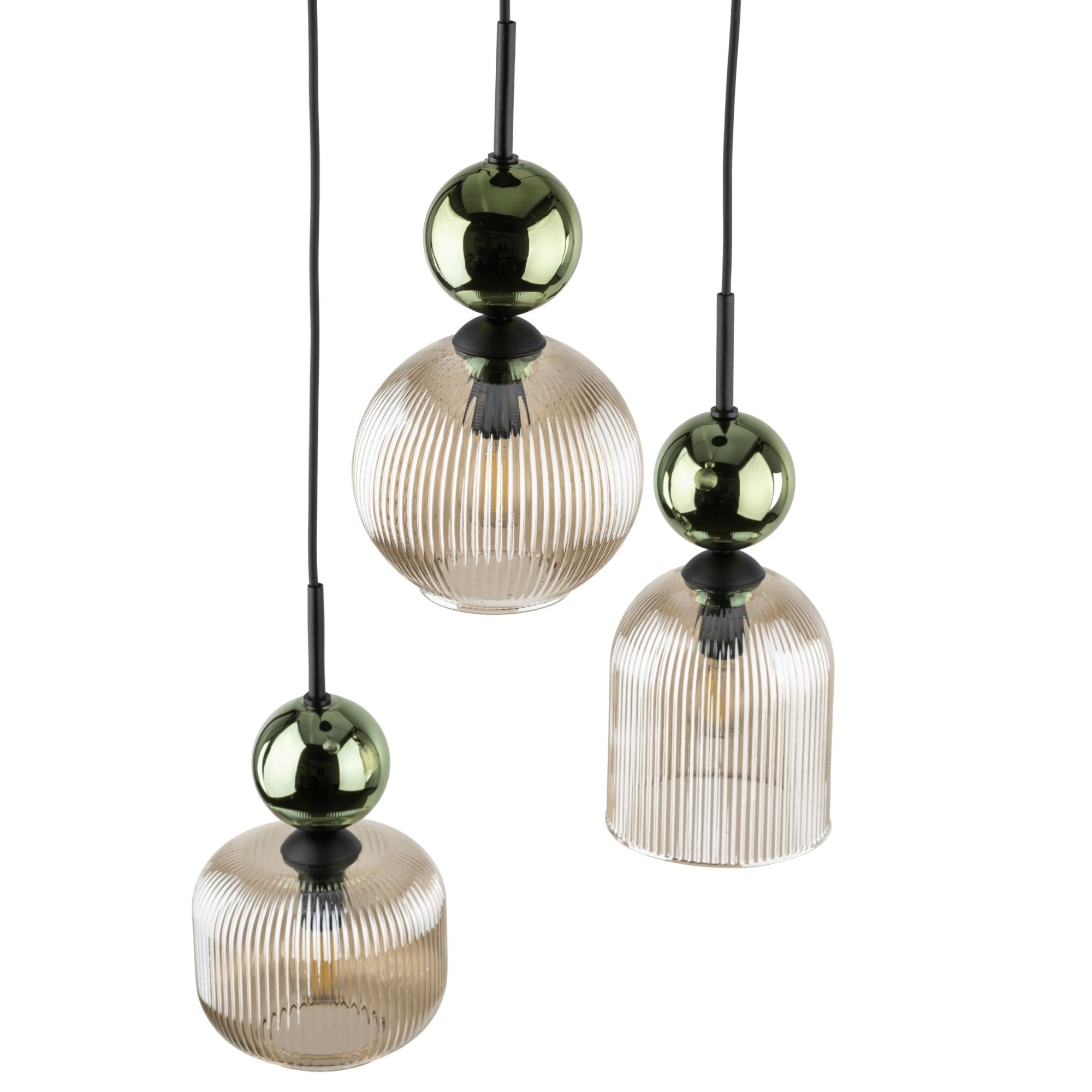 SOPHIA GREEN COGNAC LAMPA WISZĄCA 3XE14 - obrazek 5