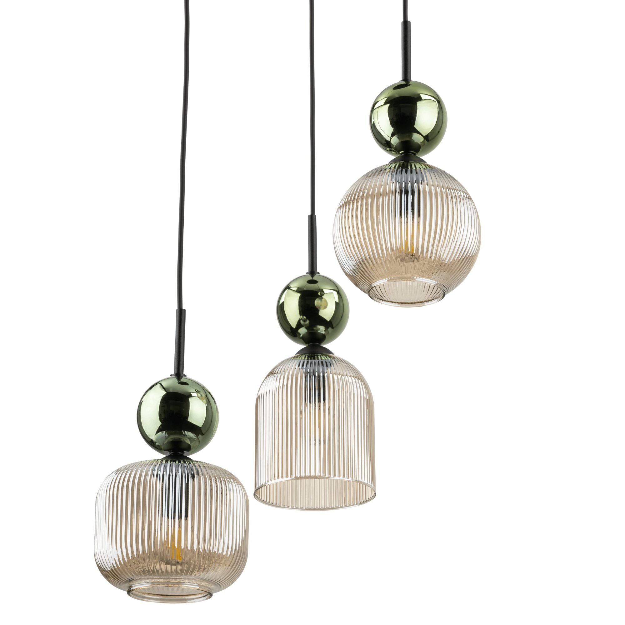 SOPHIA GREEN COGNAC LAMPA WISZĄCA 3XE14 - obrazek 6