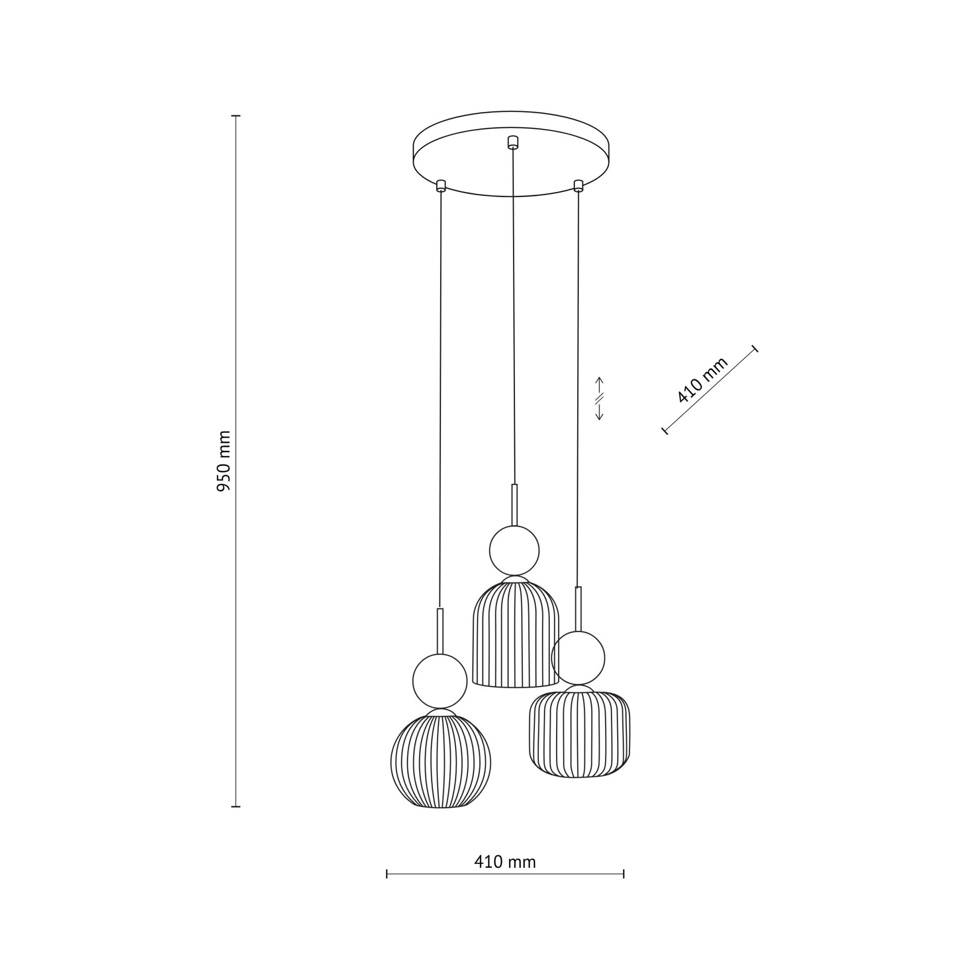 SOPHIA GREEN COGNAC LAMPA WISZĄCA 3XE14 - obrazek 8