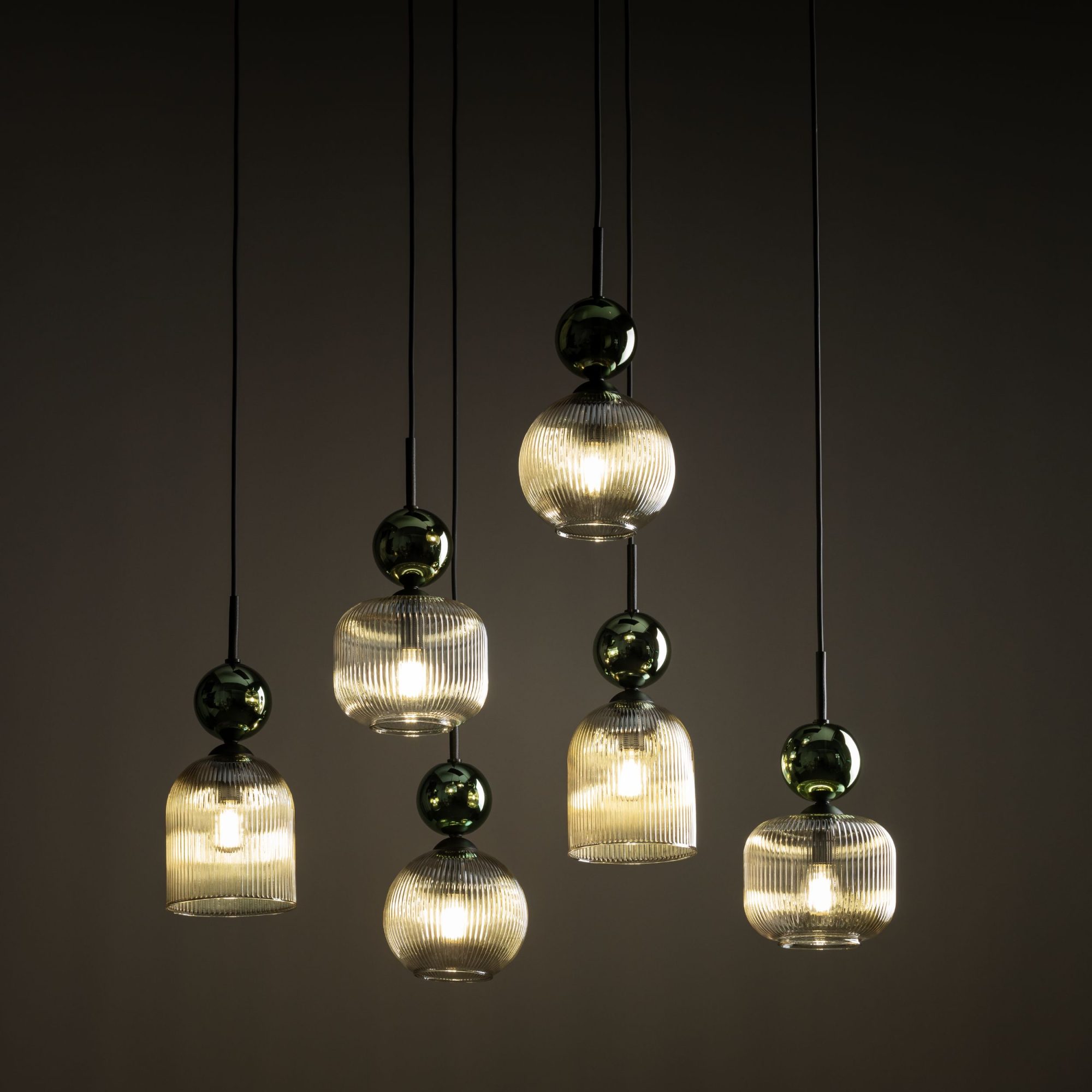 SOPHIA GREEN COGNAC LAMPA WISZĄCA 6XE14 - obrazek 3