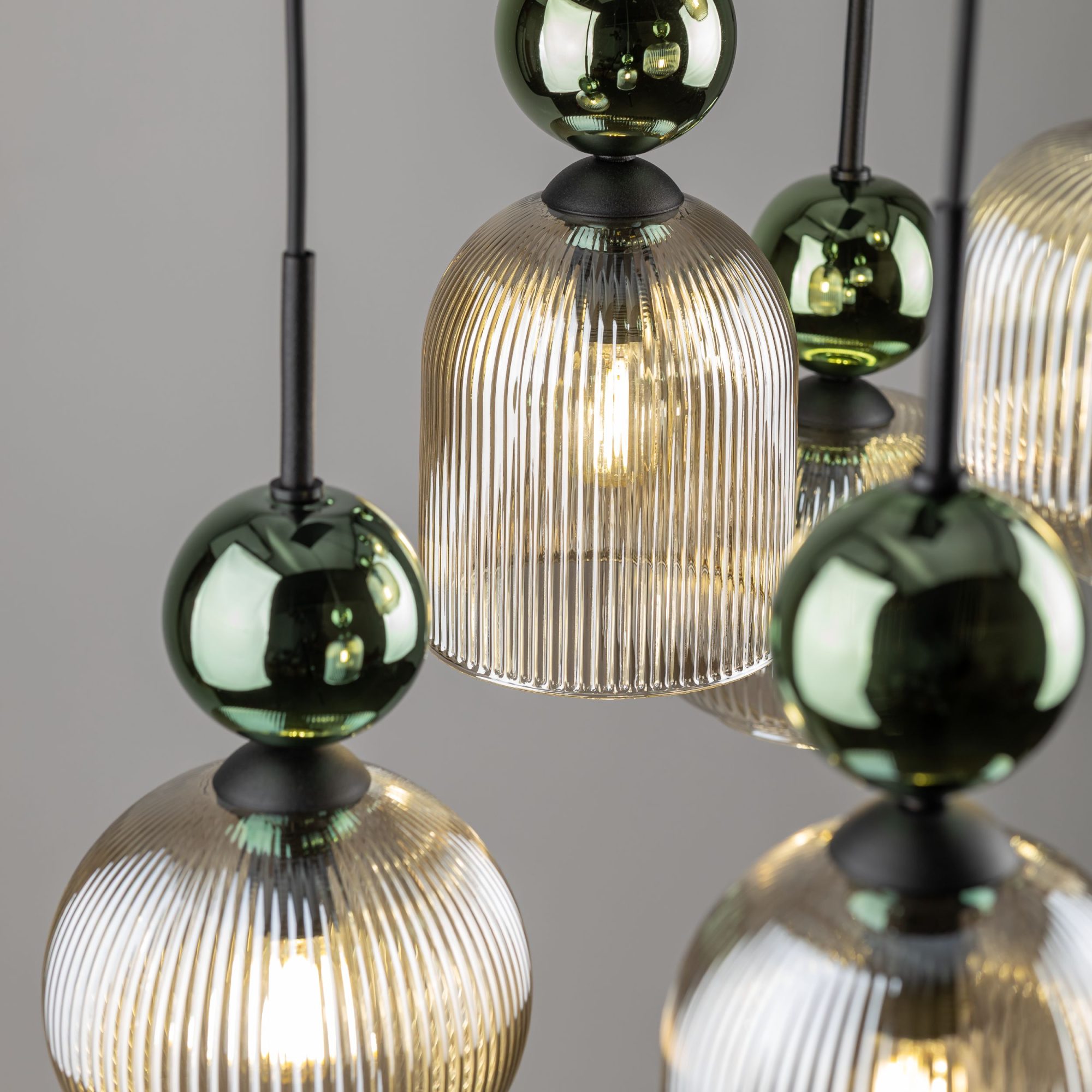SOPHIA GREEN COGNAC LAMPA WISZĄCA 6XE14 - obrazek 4