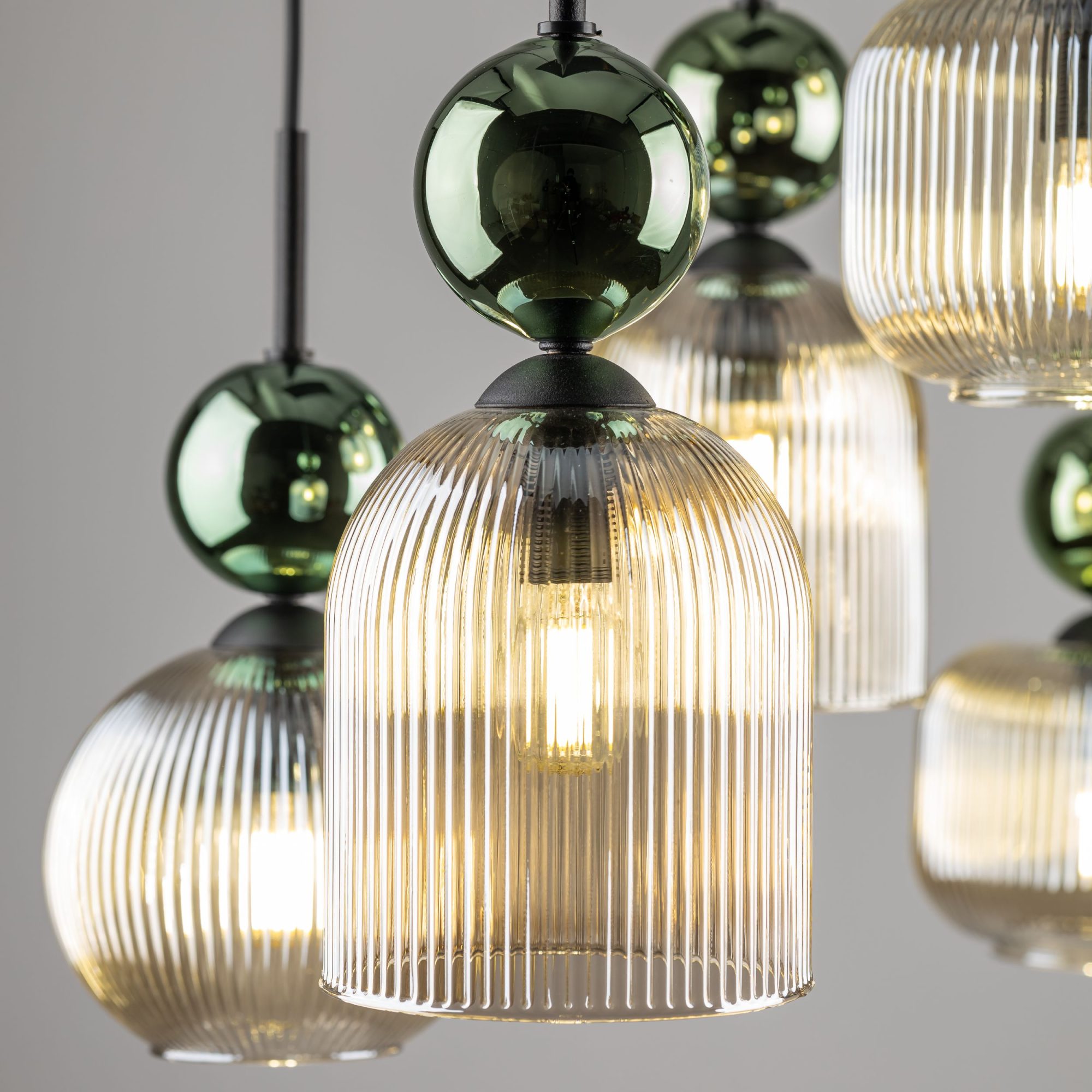 SOPHIA GREEN COGNAC LAMPA WISZĄCA 6XE14 - obrazek 5
