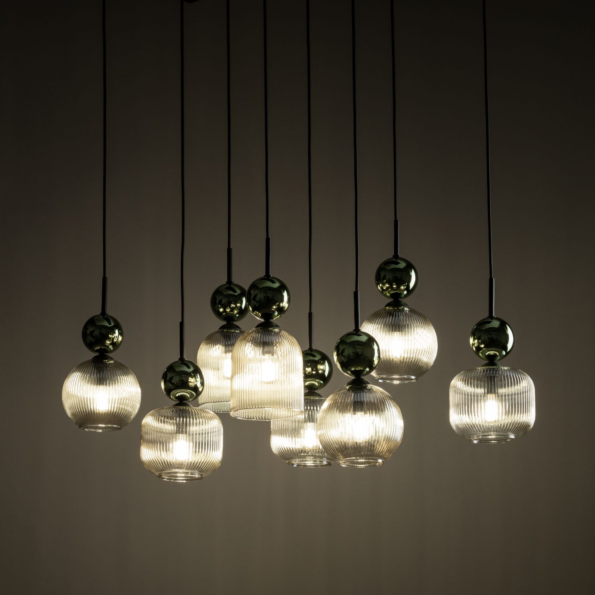 SOPHIA GREEN COGNAC LAMPA WISZĄCA 8XE14 - obrazek 3