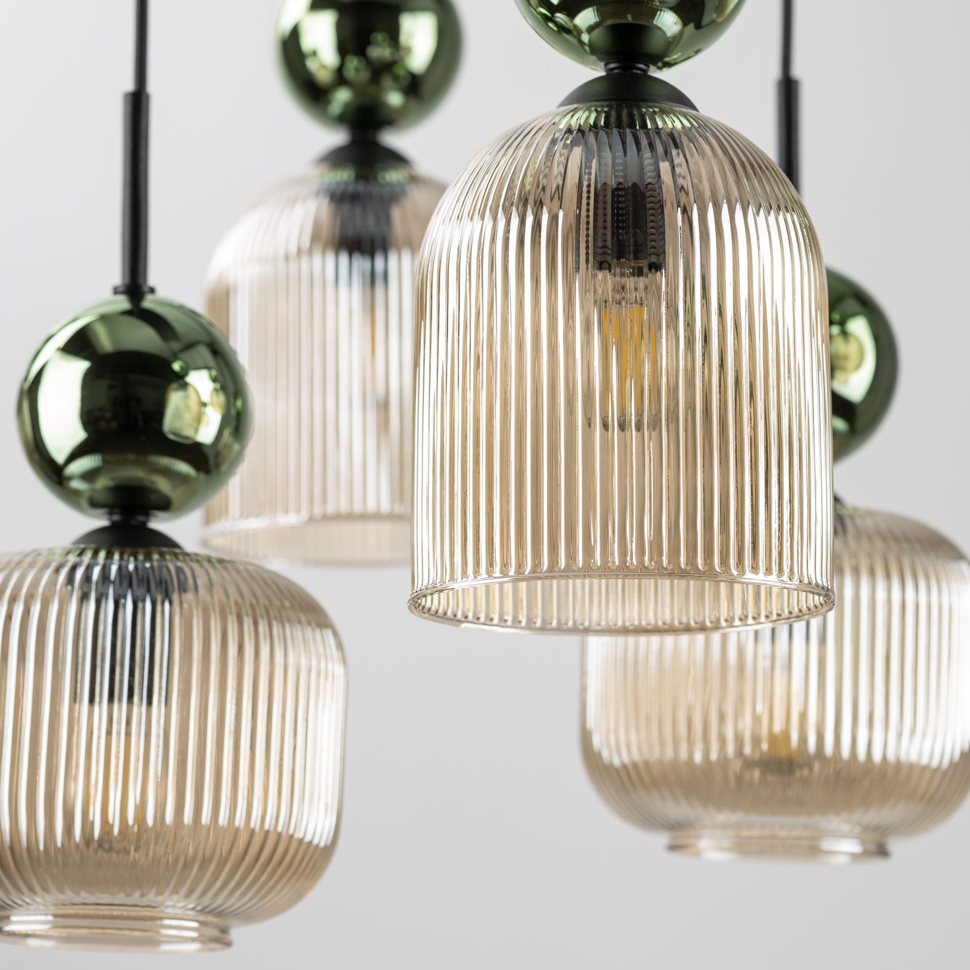 SOPHIA GREEN COGNAC LAMPA WISZĄCA 8XE14 - obrazek 4