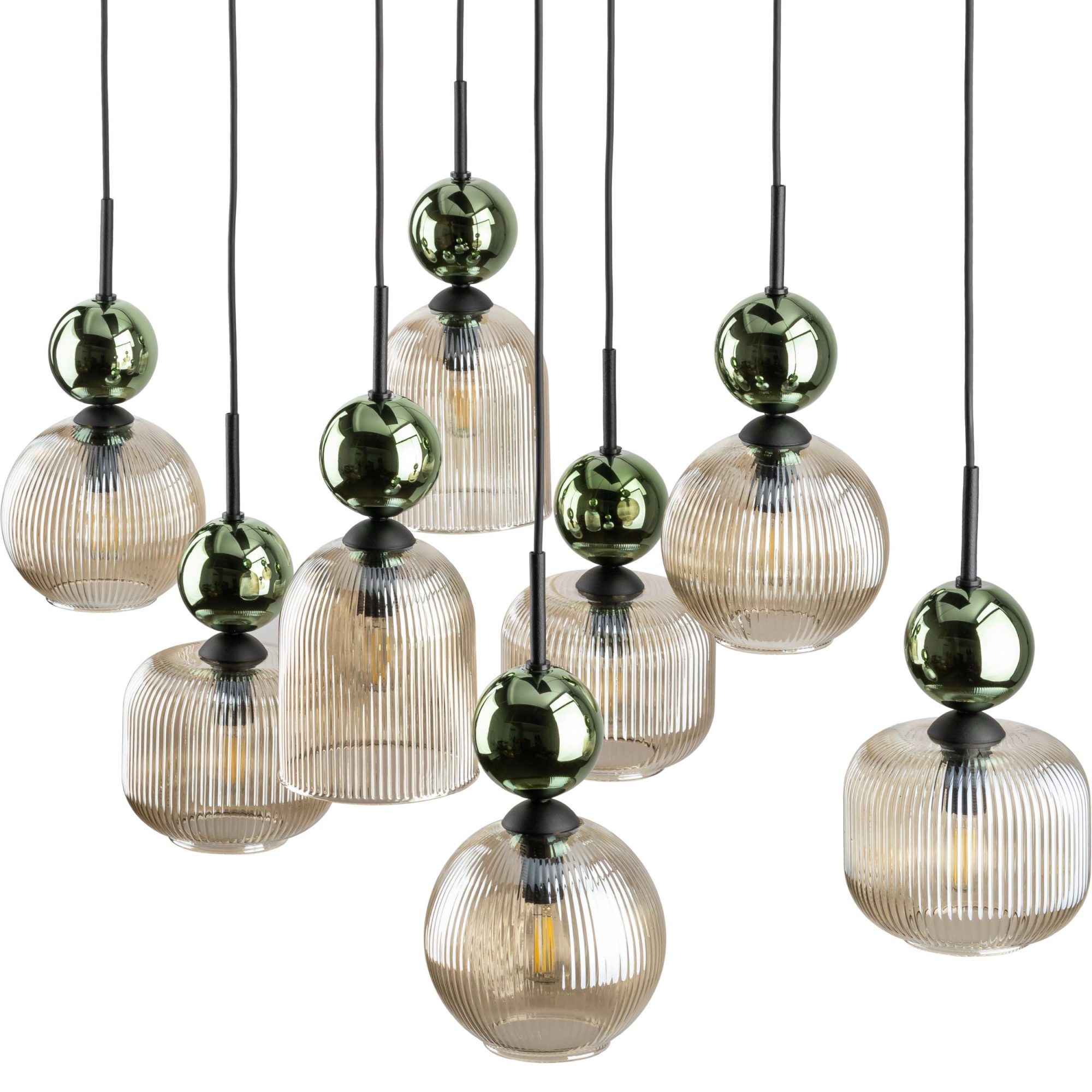 SOPHIA GREEN COGNAC LAMPA WISZĄCA 8XE14 - obrazek 8