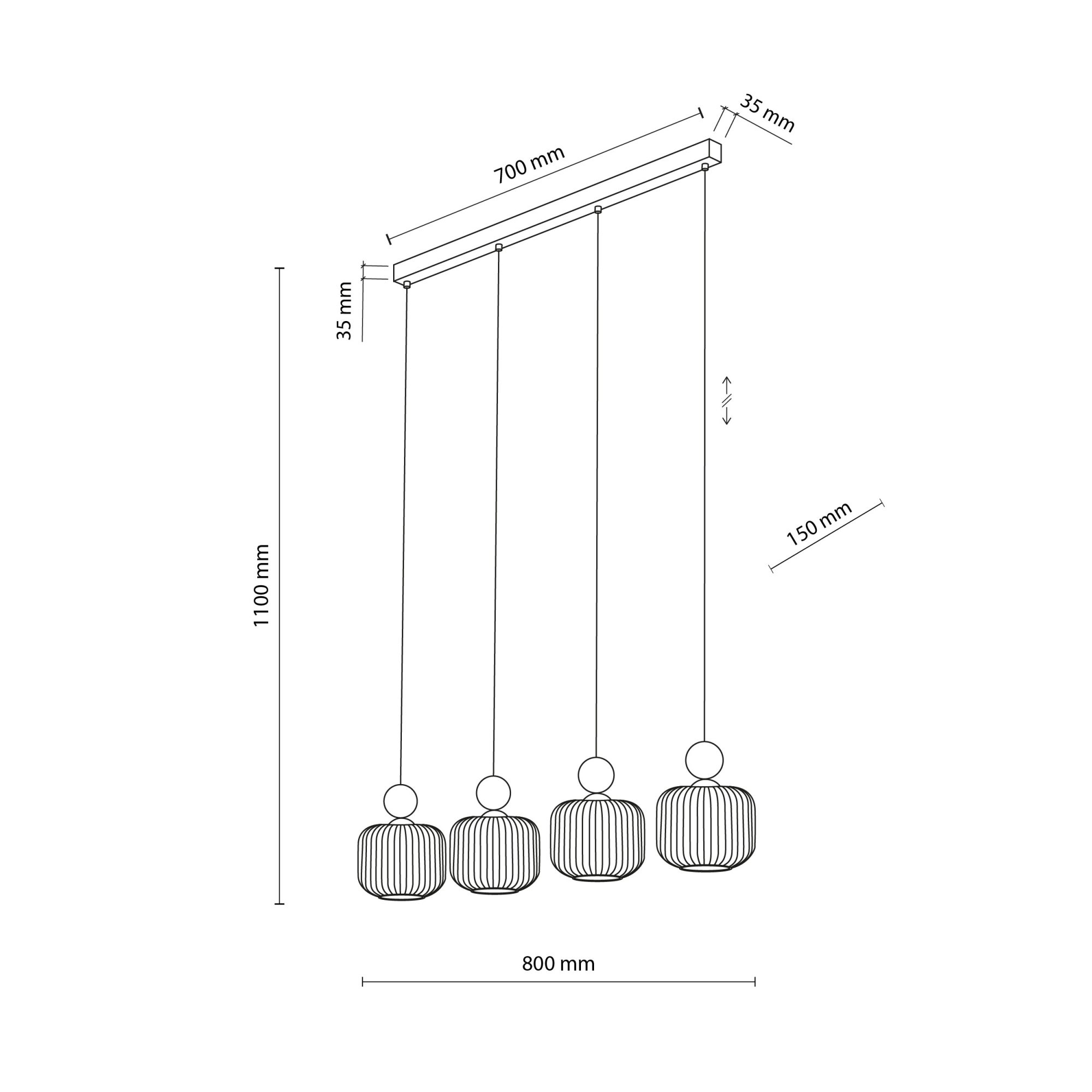 BALLO ORZECH LAMPA WISZĄCA 4XE14 LISTWA - obrazek 8