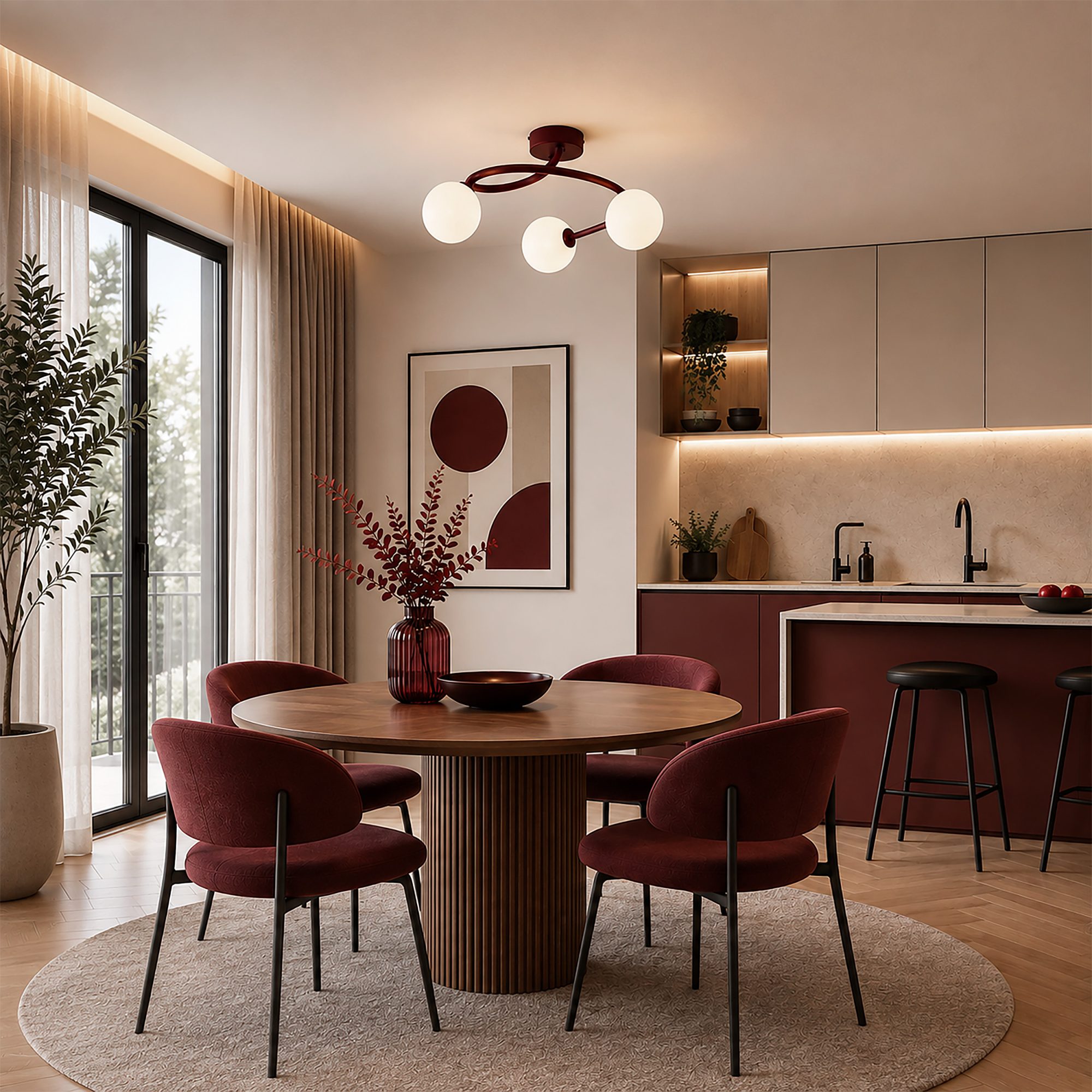 ILSA BURGUND LAMPA SUFITOWA 3XG9 - obrazek 2