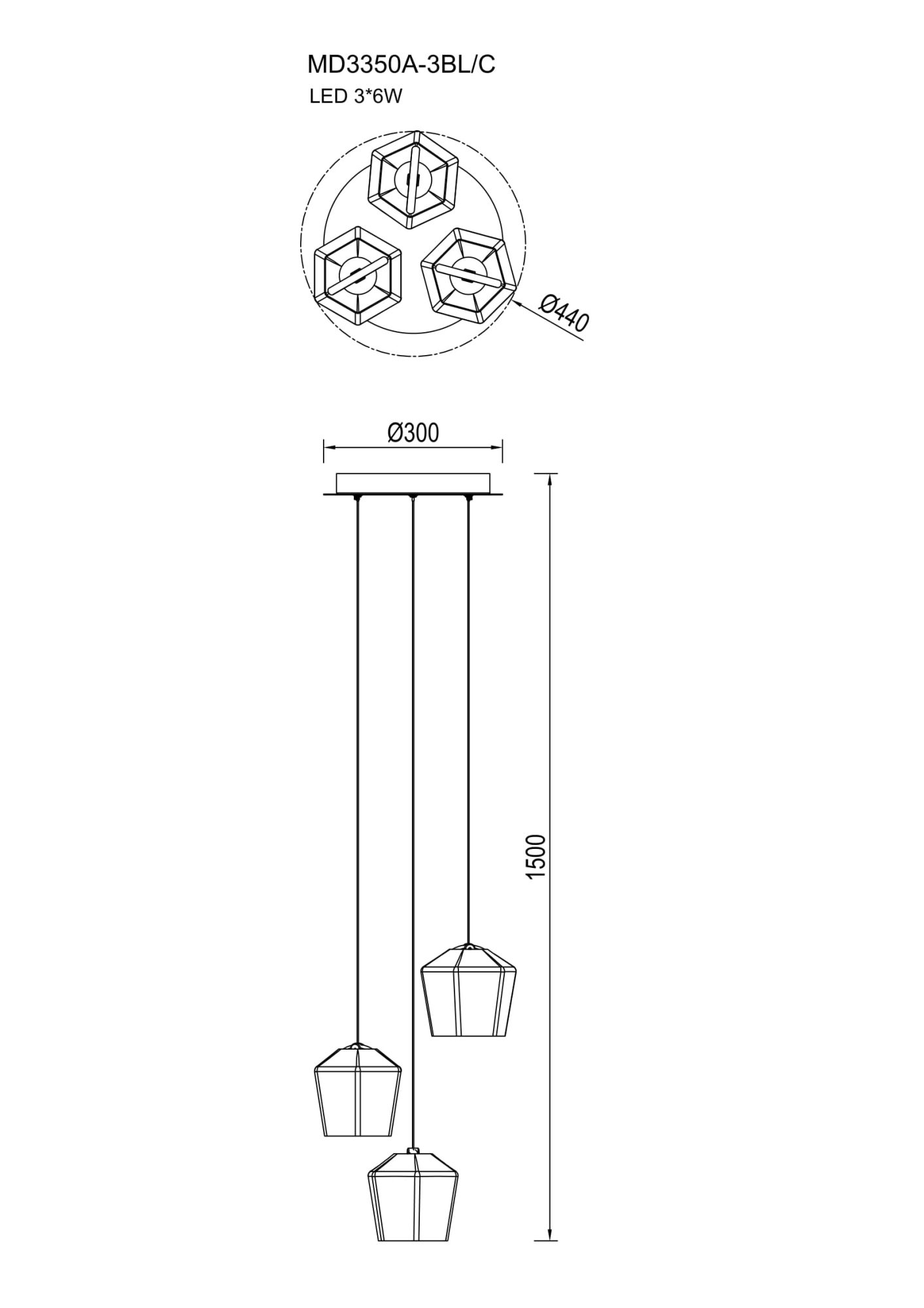 MD3350A-3BL/C COLORE LAMPA WISZĄCA