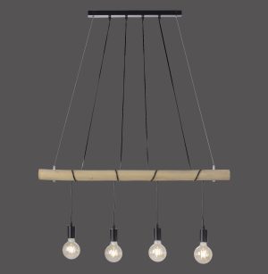 15505-18 TERO LAMPA WISZĄCA DREWNO/CZARNY