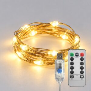 Lampki dekoracyjne MERY 10 LED USB Ciepłe 1m + Pilot