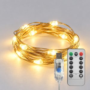 Lampki dekoracyjne MERY 10 LED USB Ciepłe 1m + Pilot