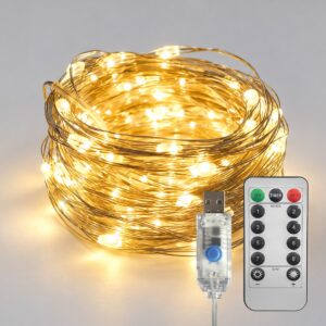 Lampki dekoracyjne MERY 100 LED USB Ciepłe 10m + Pilot