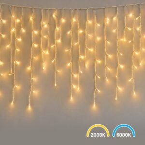 Kurtyna Świąteczna 200LED 5m 2000K + 6000K Flash IP44 Biały