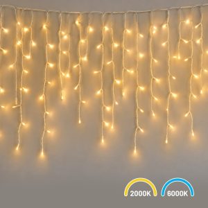 Kurtyna Świąteczna 200LED 5m 2000K + 6000K Flash IP44 Biały