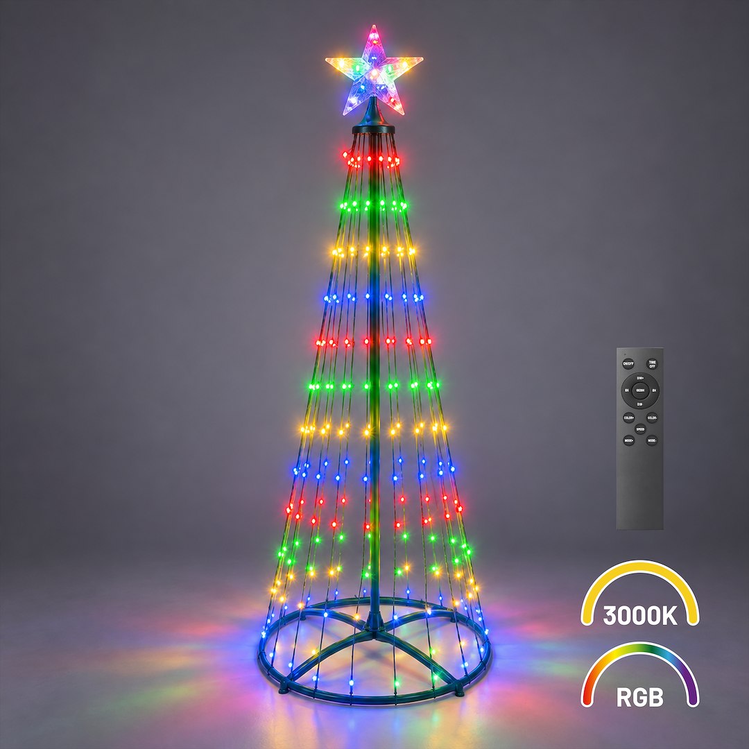 Choinka LED 1,5m 205LED 3000K + RGB IP44 Zielony
