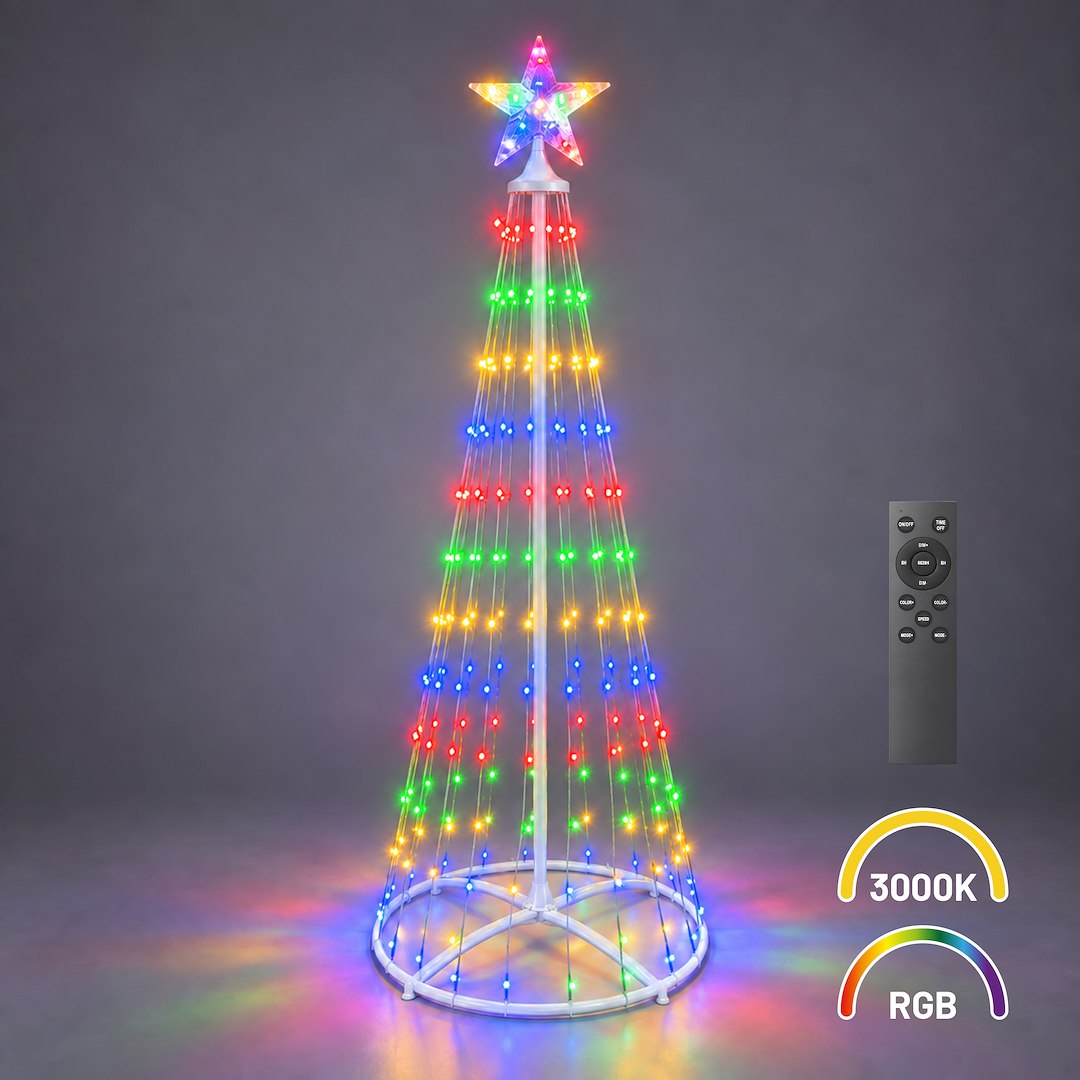 Choinka LED 1,5m 205LED 3000K + RGB IP44 Biały