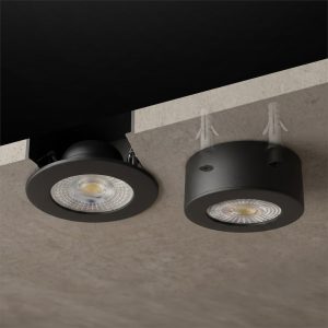 Oczko Sufitowe Okrągłe Ruchome 3/5/7W 3CCT Natynk/Podtynk Czarny