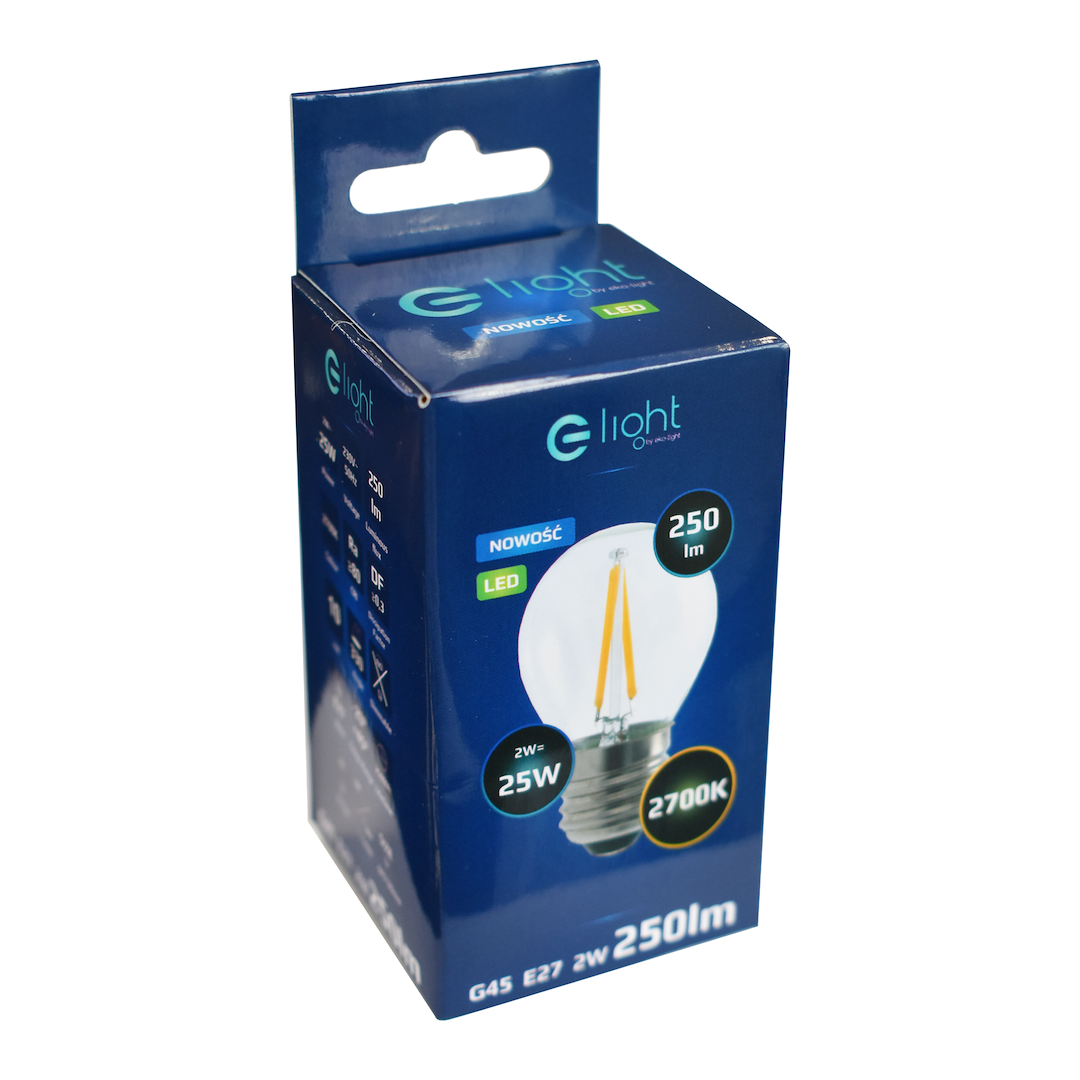 Żarówka Filamentowa LED 2W E27 G45 2700K - obrazek 3