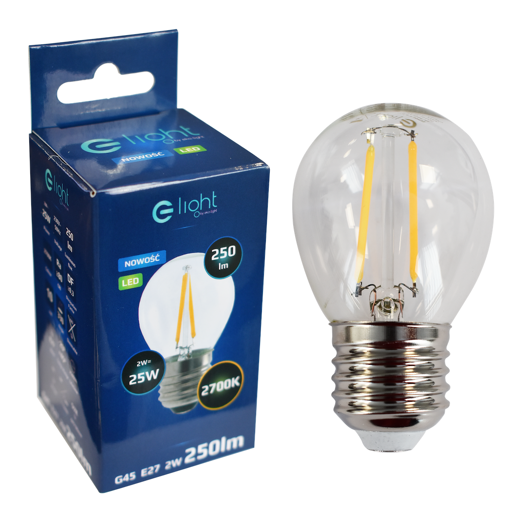 Żarówka Filamentowa LED 2W E27 G45 2700K - obrazek 5