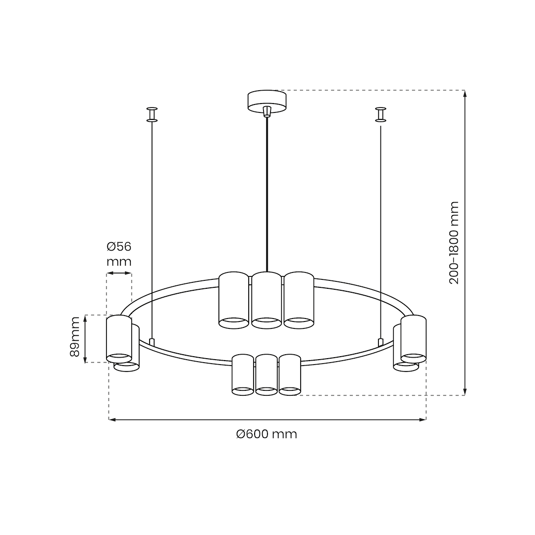 Lampa wisząca (koło) Genesis 10xGU10 Biały - obrazek 5