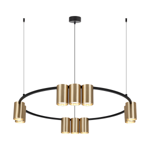 Lampa wisząca (koło) Genesis Czarny Złoty 10xGU10