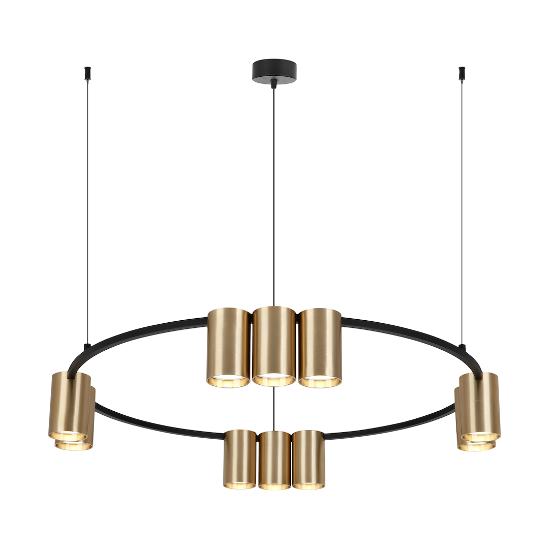 Lampa wisząca (koło) Genesis Czarny Złoty 10xGU10