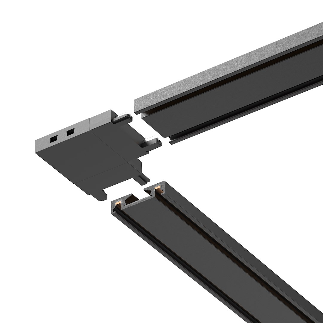 Slim Magnetic Track Czarny Łącznik Szyn L - obrazek 2