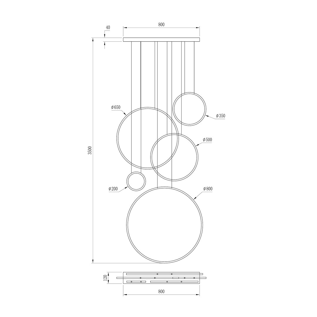 Lampa wisząca Saturno Gold 100W LED mezzanine - obrazek 4