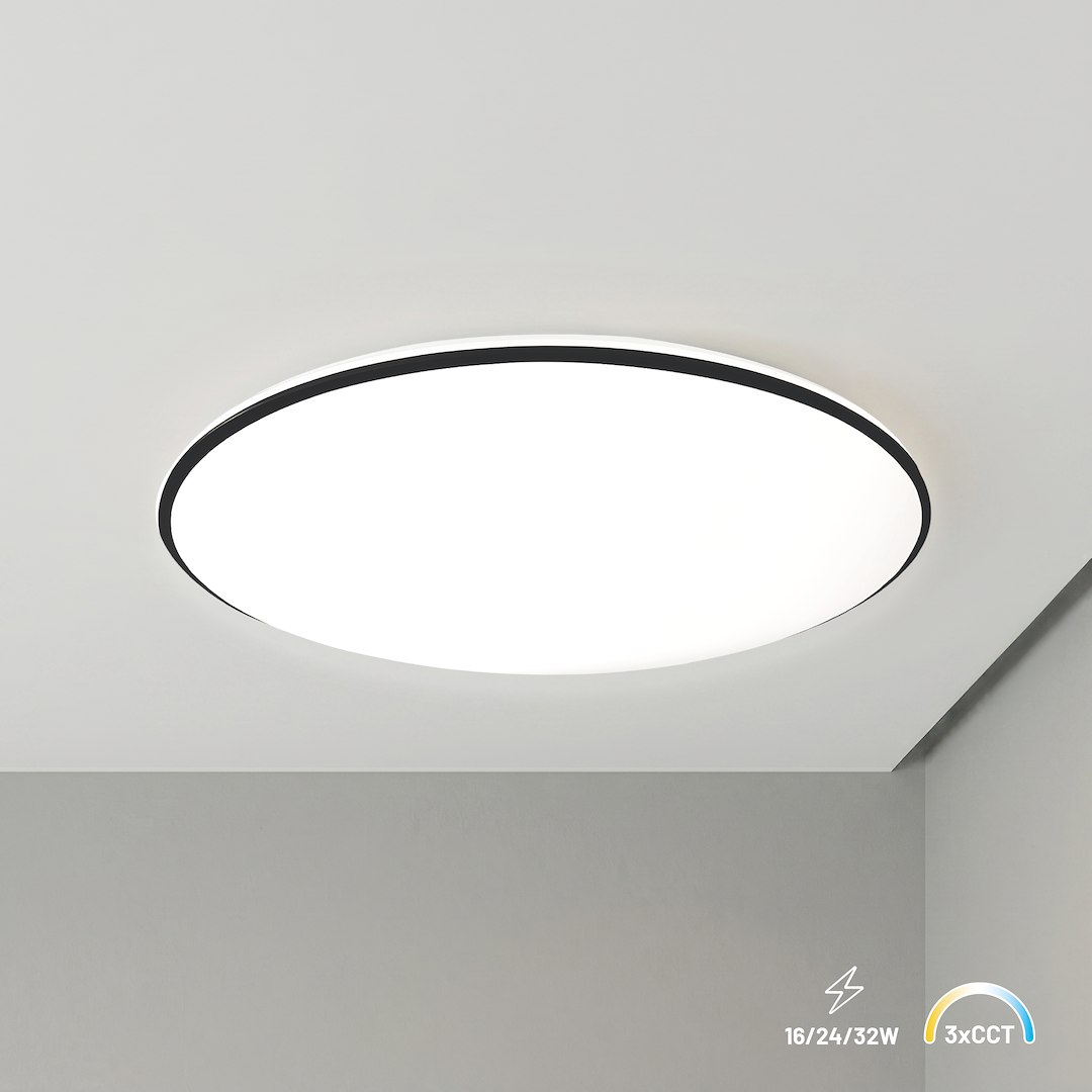 Plafon Hugo 16-24-32W 3CCT IP54 Czarny