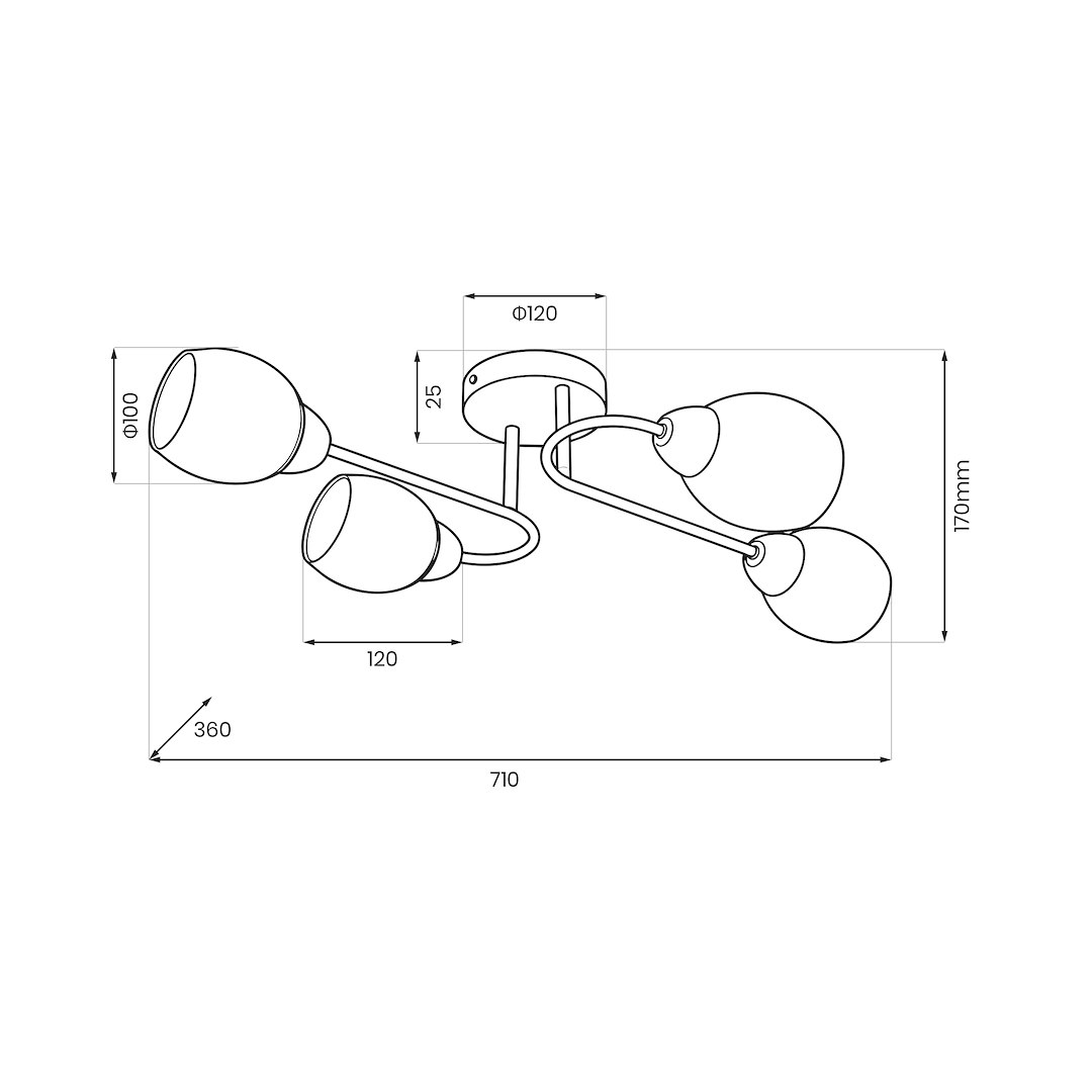 Lampa sufitowa KING 4xE27 Złoty - obrazek 8