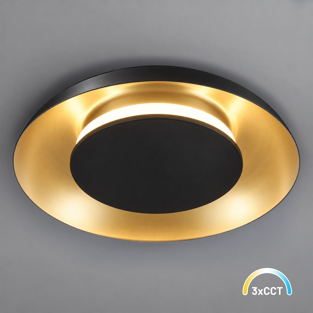 Lampa sufitowa Piattino 15W LED CCT Czarno-złoty