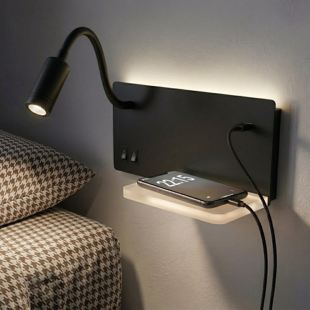 Lampa nocna z półką Shelf Led 4W+5W+2W lewa Czarny - obrazek 2