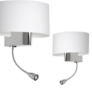 Kinkiet Casino 1xE27 + 1W LED Biały/Chrom