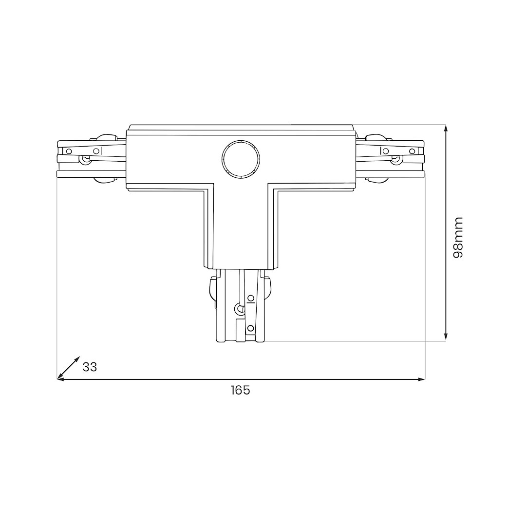 Łącznik Lampy Track Light Czarny 3-obwodowy Typ: T UR - obrazek 2