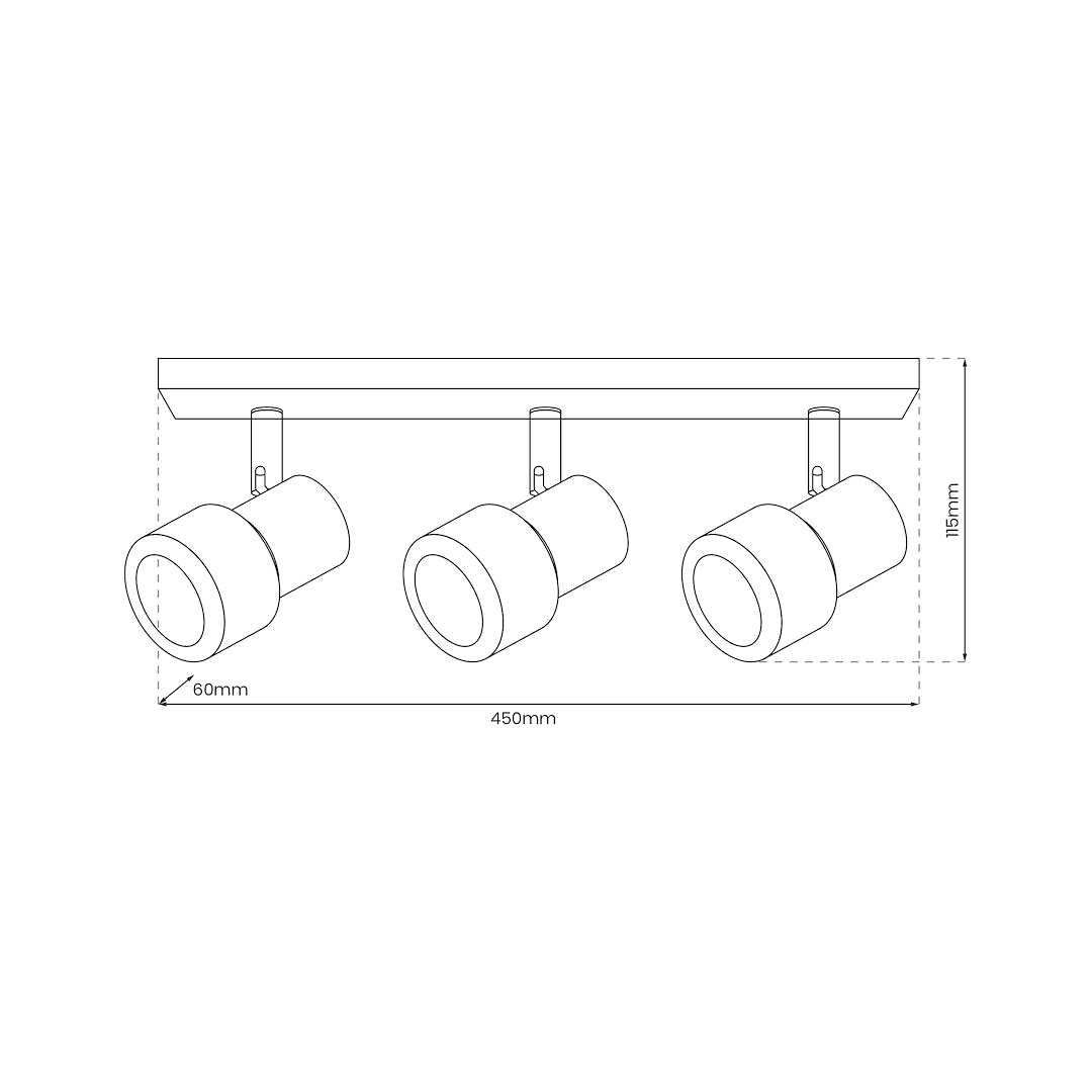 Lampa Sufitowa Cino 3xGU10 Czarny + Chrom - obrazek 4
