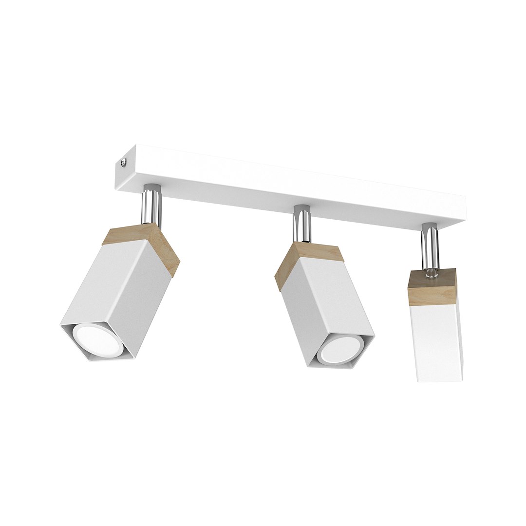 Lampa sufitowa Solo Sawn Biały / Patyna Drewno 3x mini GU10